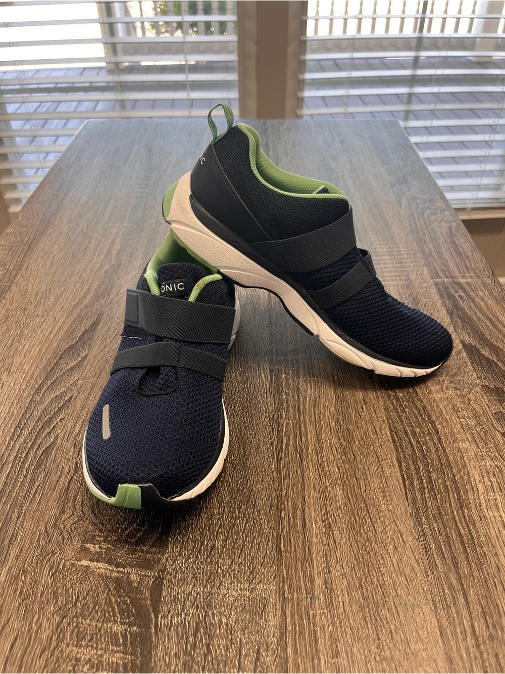 Vionic Navy Knit Slip-On Sneaker with Mint Interior
